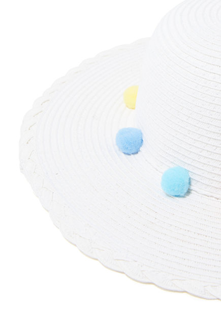 قبعة شمسية للأطفال بكرات بوم بوم